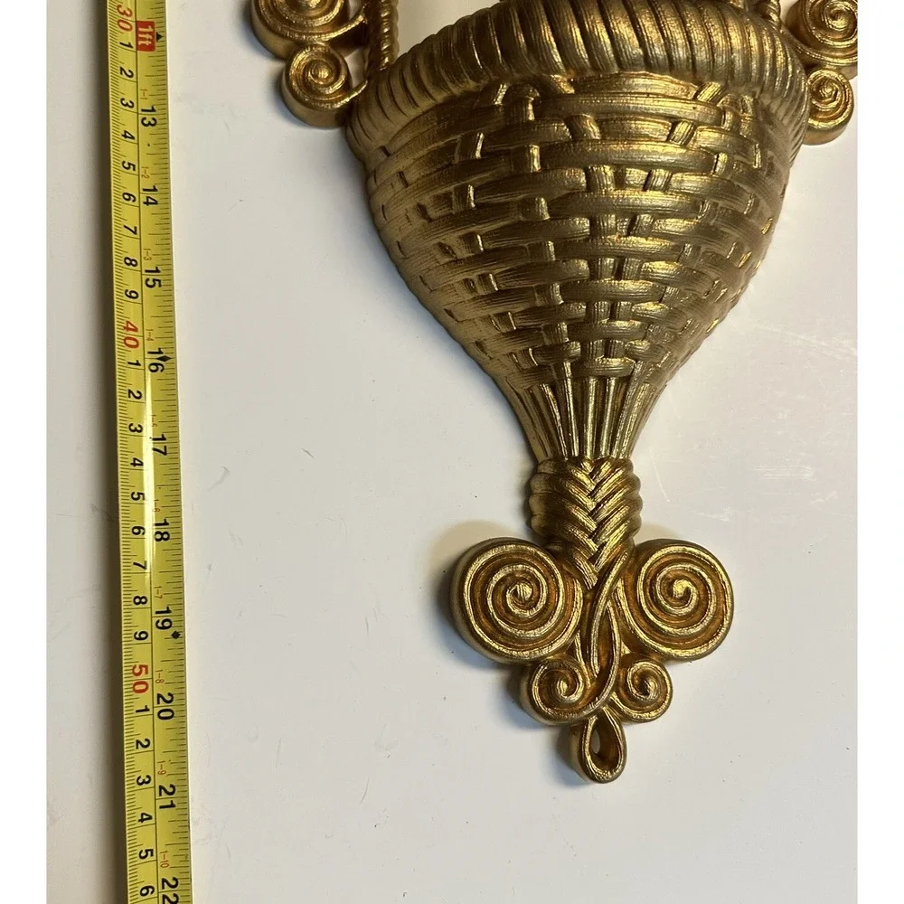 Vintage 1972 MCM Retro Burwood Plastic Gold Birdcage Wall Hanging Pocket Planter